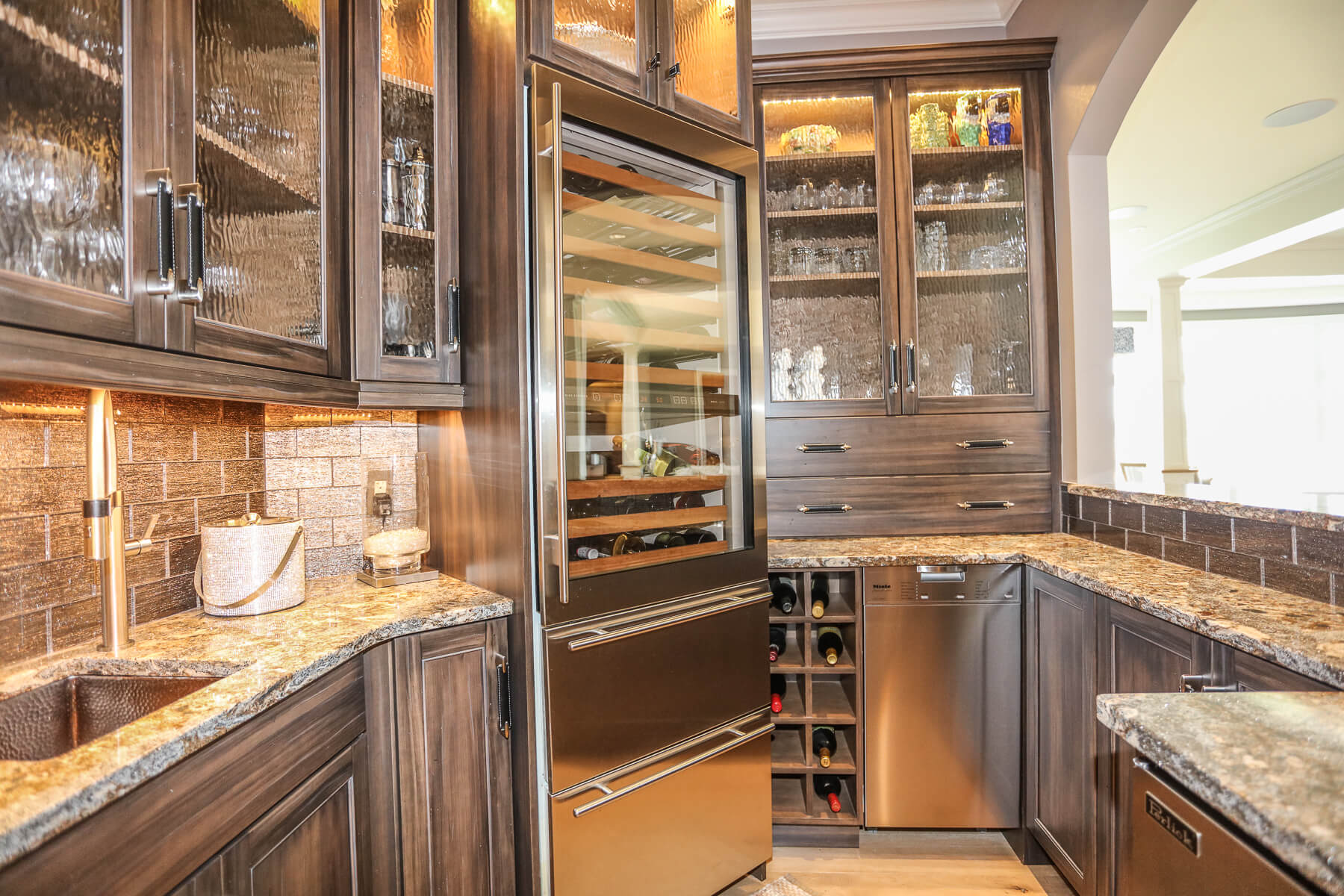 kitchen sink and wine fridge